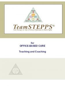 for OFFICEBASED CARE Teaching and Coaching Coaching INTRODUCTION