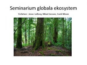 Seminarium globala ekosystem Frfattare Jonas Carlborg Mikael Jonsson