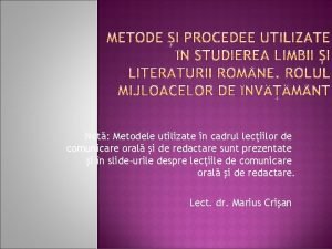 Not Metodele utilizate n cadrul leciilor de comunicare