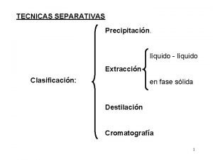 TECNICAS SEPARATIVAS Precipitacin lquido lquido Extraccin Clasificacin en