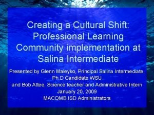 Cultural shifts in a professional learning community