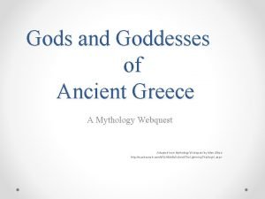 Greek mythology webquest Greek mythology webquest