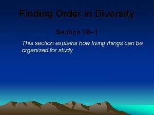 18.1 finding order in diversity