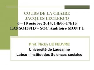 COURS DE LA CHAIRE JACQUES LECLERCQ 6 10