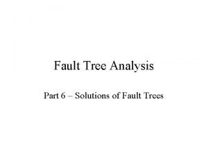 Fault Tree Analysis Part 6 Solutions of Fault