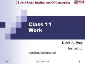 CS 3043 Social Implications Of Computing Class 11