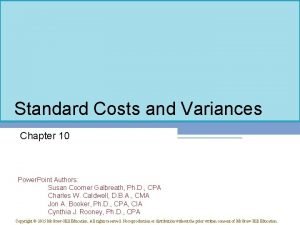 Standard Costs and Variances Chapter 10 Power Point
