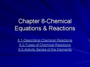 Chapter 8 Chemical Equations Reactions 8 1 Describing
