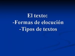 Tipos de elocución