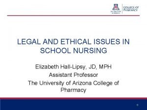 LEGAL AND ETHICAL ISSUES IN SCHOOL NURSING Elizabeth