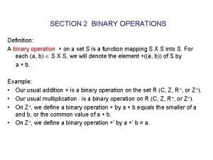 Definition of binary operations