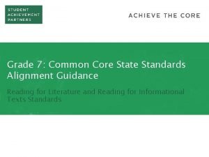 Grade 7 Common Core State Standards Alignment Guidance