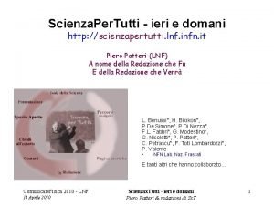 Scienza Per Tutti ieri e domani http scienzapertutti