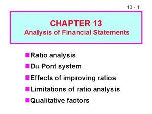 Chapter 13 financial statement analysis