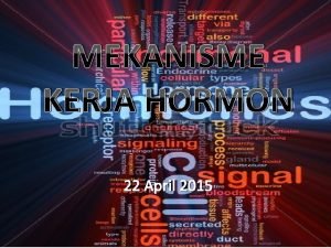 MEKANISME KERJA HORMON 22 April 2015 Aksi Hormon