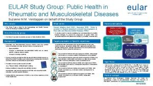 EULAR Study Group Public Health in Rheumatic and