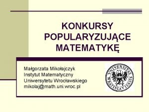 Instytut matematyczny pan Instytut matematyczny pan