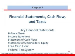 Chapter 3 Financial Statements Cash Flow and Taxes