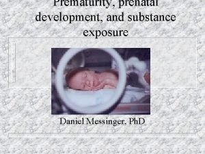 Prematurity prenatal development and substance exposure Daniel Messinger