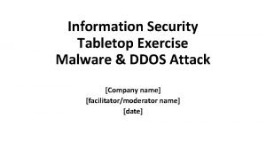 Ddos tabletop exercise Ddos tabletop exercise