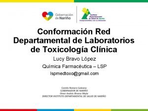 Conformacin Red Departamental de Laboratorios de Toxicologa Clnica