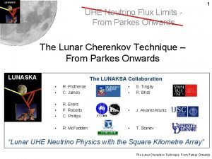 LUNASKA 1 UHE Neutrino Flux Limits From Parkes