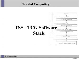 Trusted Computing TSS TCG Software Stack 1 2010