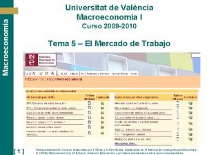 Macroeconoma Universitat de Valncia Macroeconoma I Curso 2009