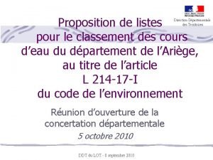 Proposition de listes pour le classement des cours