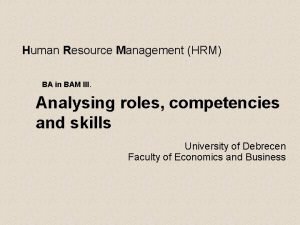 Human Resource Management HRM BA in BAM III