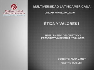 Etica descriptiva y prescriptiva