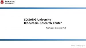 SOGANG University Blockchain Research Center Professor Sooyong Park