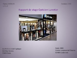 Rapport de stage optic 2000
