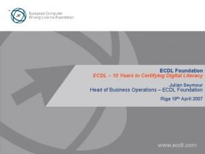 Ecdl foundation Ecdl foundation