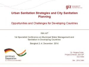 Urban Sanitation Strategies and City Sanitation Planning Opportunities