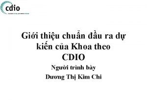 Gii thiu chun u ra d kin ca