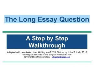 Long essay question