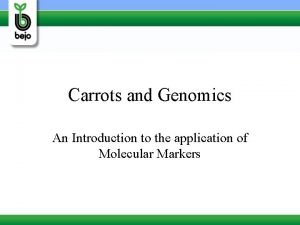 Carrots and Genomics An Introduction to the application