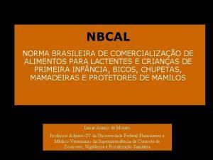 NBCAL NORMA BRASILEIRA DE COMERCIALIZAO DE ALIMENTOS PARA