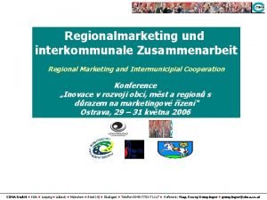 Regionalmarketing und interkommunale Zusammenarbeit Regional Marketing and Intermunicipial