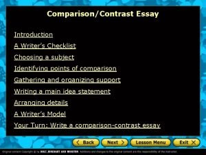 ComparisonContrast Essay Introduction A Writers Checklist Choosing a