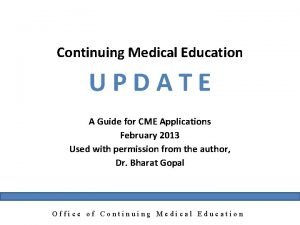 Continuing medical education