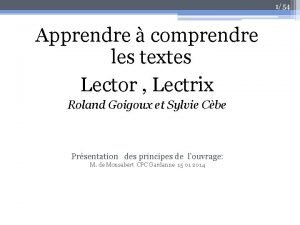 154 Apprendre comprendre les textes Lector Lectrix Roland