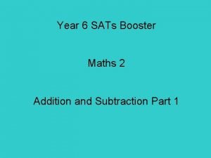 Sats booster maths