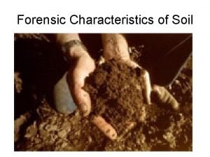 Forensic Characteristics of Soil Soil The Forensic Definition