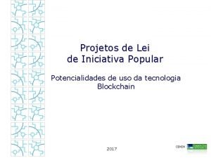 Projetos de Lei de Iniciativa Popular Potencialidades de