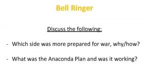 Bell Ringer Discuss the following Which side was