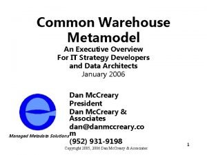 Common warehouse metamodel