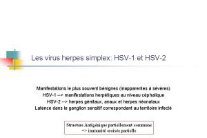 Les virus herpes simplex HSV1 et HSV2 Virus
