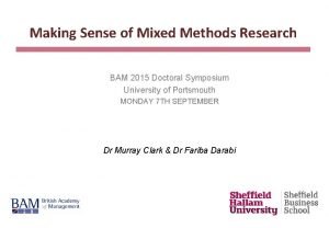 Making Sense of Mixed Methods Research BAM 2015